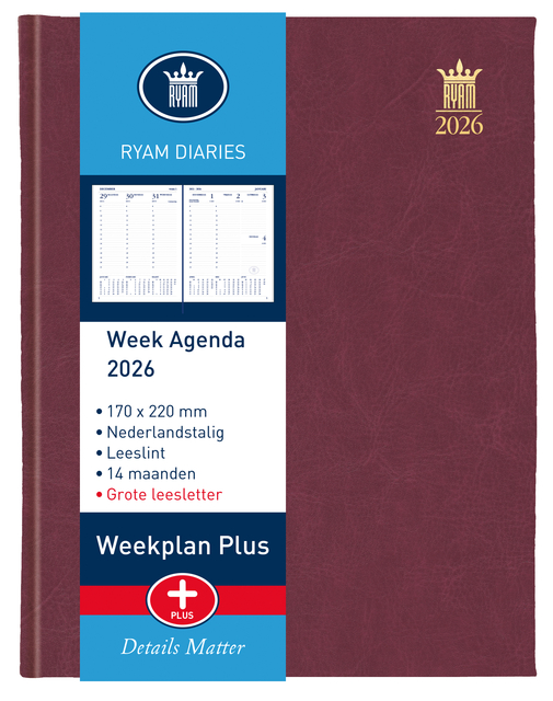 Agenda 2027 Ryam Weekplan Plus Mundior groot letter 7dagen/2pagina's assorti