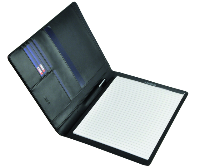 Schrijfmap DESQ A4 leder zwart