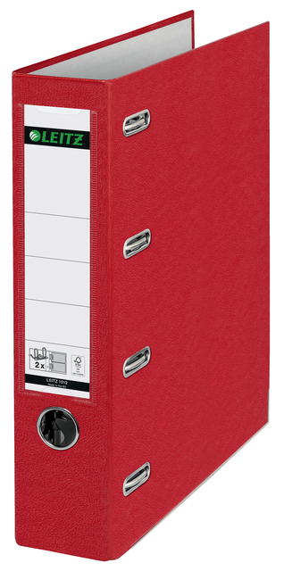 Bankordner Leitz 1012 dubbel mechaniek 80mm PP A4 rood
