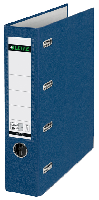 Bankordner Leitz 1012 dubbel mechaniek 80mm PP A4 blauw
