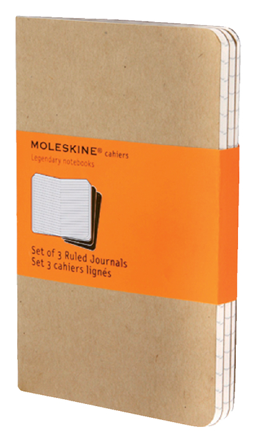 Schrift Moleskine 90x140mm lijn 128 pagina's pocket kraft
