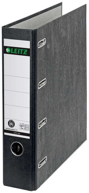 Bankordner Leitz 1092 dubbel mechaniek 75mm karton A4 zwart
