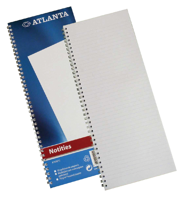 Notitieboek Djois Atlanta enkelvoudig 330x135mm 100 pagina's blauw