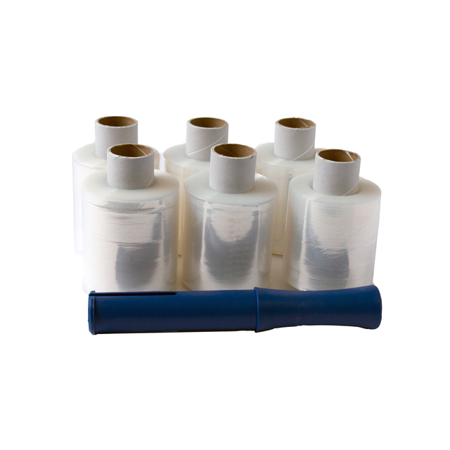 Wikkelfolie IEZZY 100mmx250m 20mu met afroller transparant pak à 6 rol