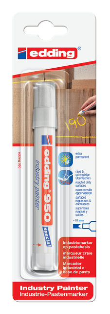 Viltstift edding 950 pastamarker industry rond 10mm wit blister à 1st