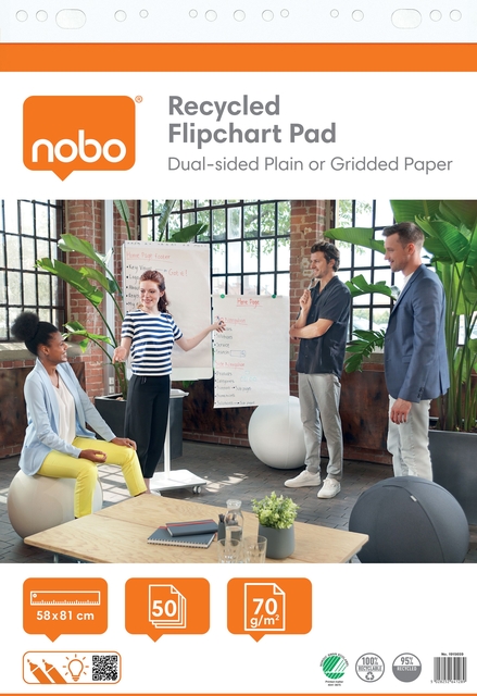 Flipoverpapier Nobo premium 60x85cm dubbelzijdig rol 50 vel