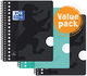 Collegeblok Oxford School A5+ lijn 17-gaats 160 pagina's 80gr voordeelpak assorti 3 stuks